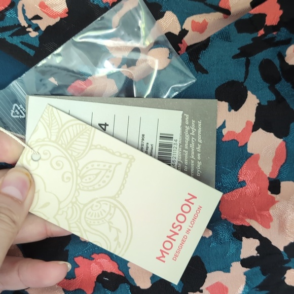 Monsoon Allegra Animal Print Tea Dress Teal Size US 4 NWT - Picture 6 of 6